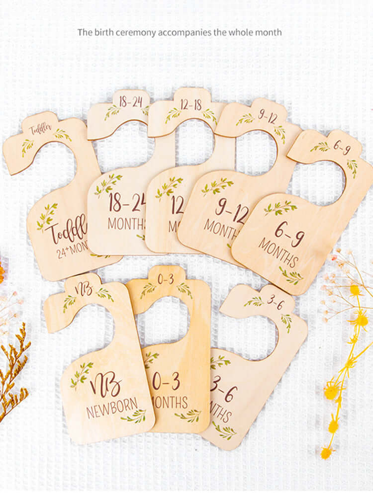 8 Pack Wooden Baby Month Hangers - Premium  from eprolo - Just £9.50! Shop now at Hey! Little One