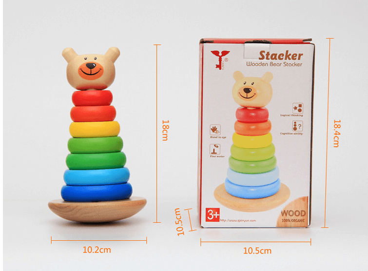 Wooden Bear Rocking Stacking Toy - Premium  from Hey! Little One - Just £13.50! Shop now at Hey! Little One