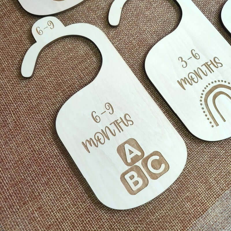 7 Pack Wooden Baby Month Hangers - Premium  from eprolo - Just £8.95! Shop now at Hey! Little One