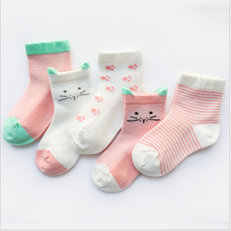 Children's Socks Pack of 5 - pink and blue