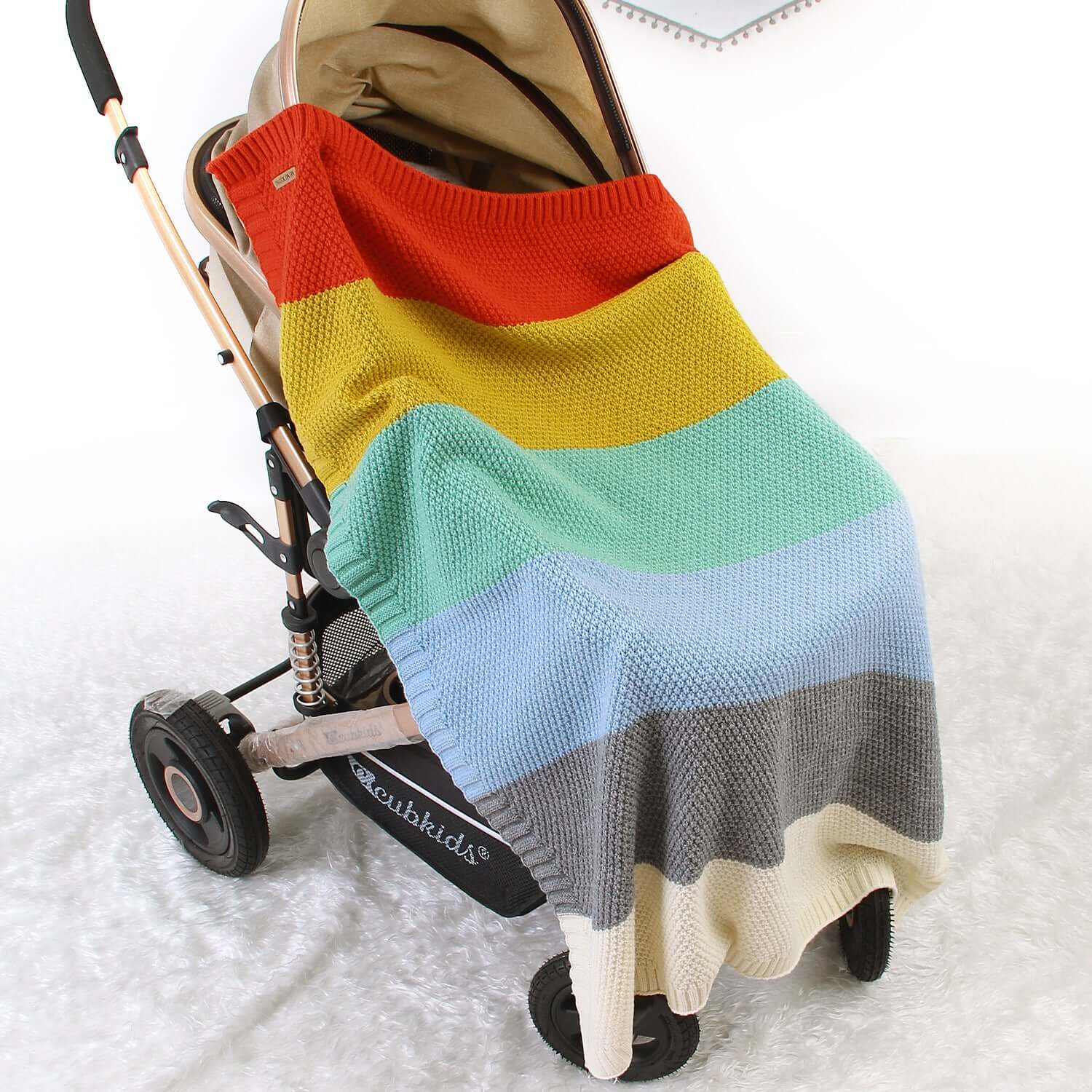 Knitted Rainbow Color Stitching Blanket Baby - Premium  from Hey! Little One - Just £15.95! Shop now at Hey! Little One