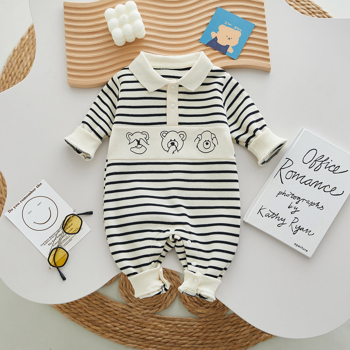 Striped Bear Romper for Baby and Kids