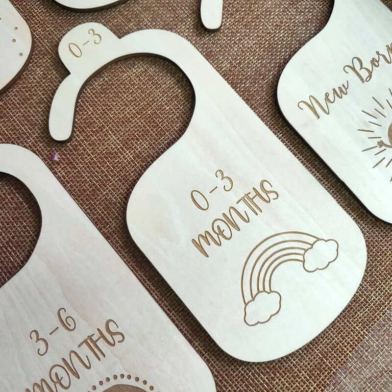 7 Pack Wooden Baby Month Hangers - Premium  from eprolo - Just £8.95! Shop now at Hey! Little One