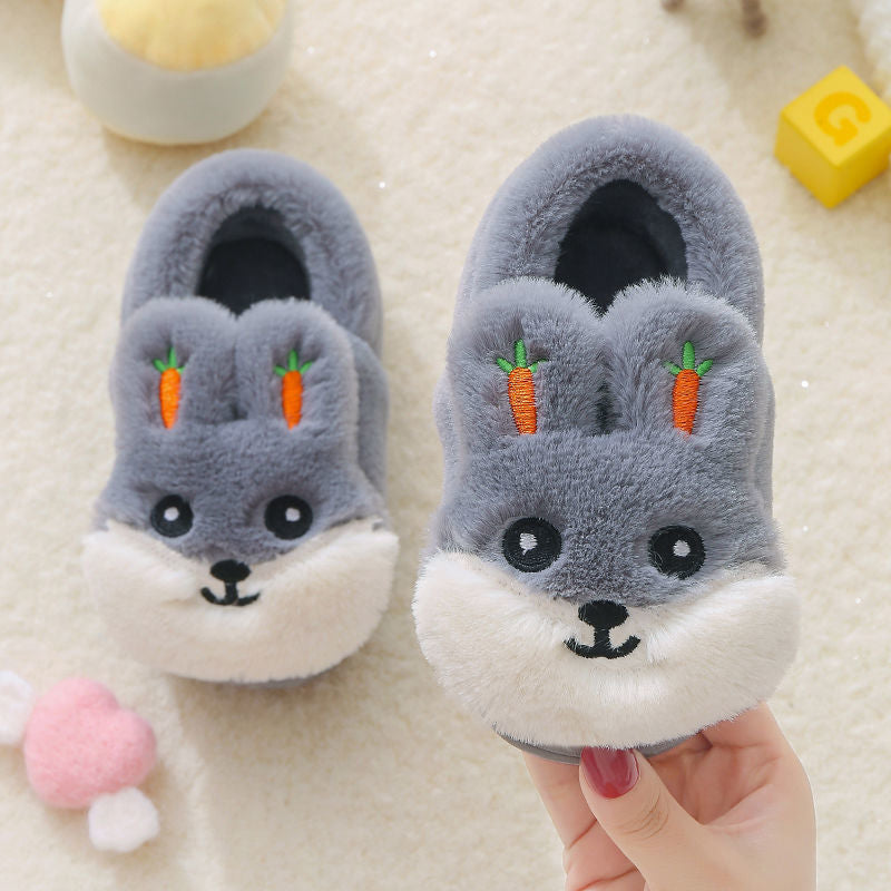 Kids Cotton Bunny Slippers - grey