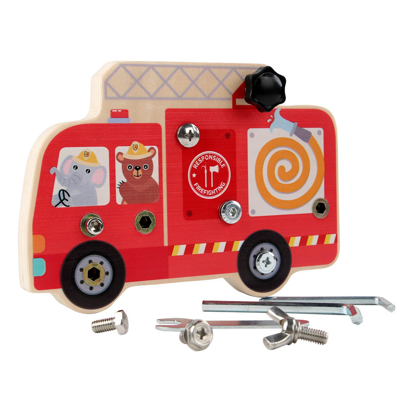 Wooden Simulation Fire Truck Assembly Toy