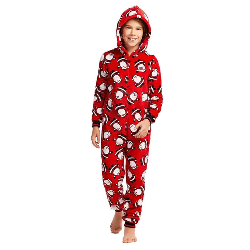 Christmas Onesis Parent-Child Nightclothes Hooded Romper Family Matching Xmas Santa Printed Zipper Sleepwear Nightwear Autumn - Premium  from eprolo - Just £19.50! Shop now at Hey! Little One