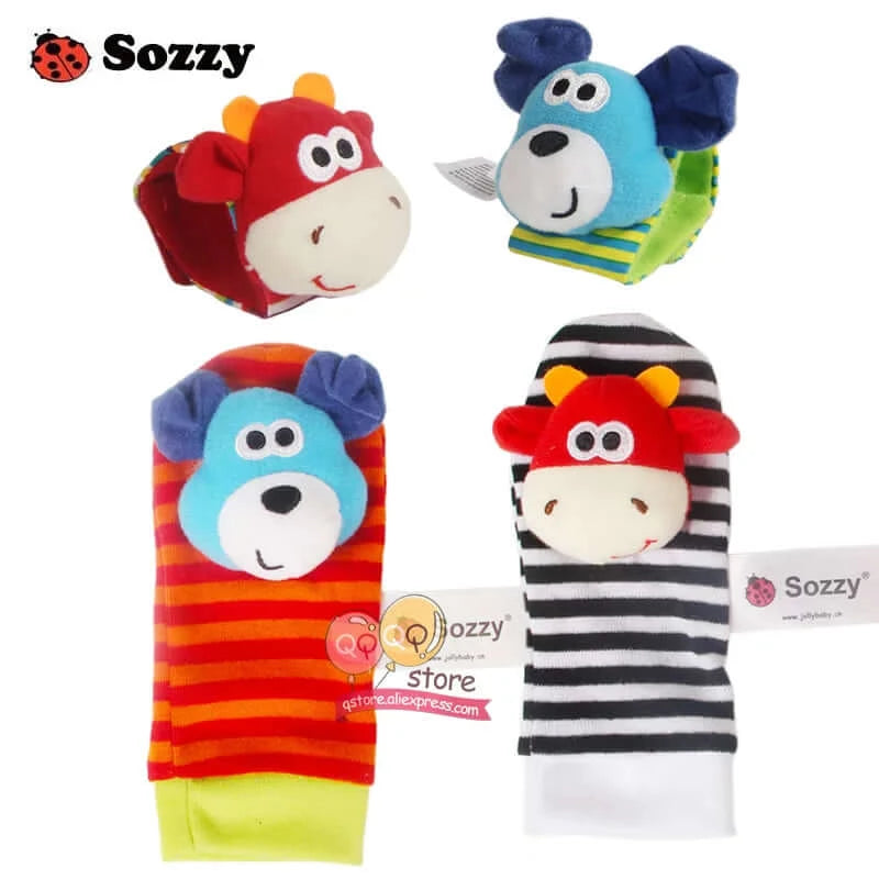 Sozzy Baby Rattles Soft Plush Toys 4 piece - Premium  from eprolo - Just £7.95! Shop now at Hey! Little One