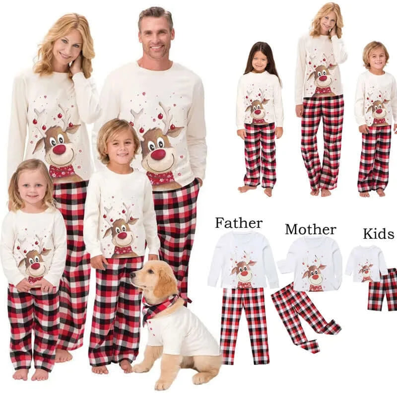 Christmas Family Matching Pajamas Set Deer Adult Kid Family Matching Clothes Top+Pants Xmas Sleepwear Pj's Set Baby Romper - Premium  from eprolo - Just £18.46! Shop now at Hey! Little One
