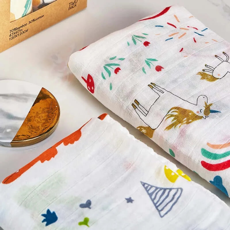 Kangobaby 2pcs/Set Soft Bamboo Cotton Baby Swaddle Blanket - Premium Swaddle blanket from eprolo - Just £15.95! Shop now at Hey! Little One