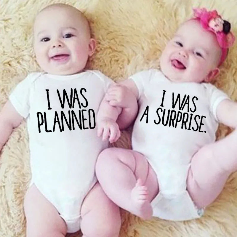 Twins Baby Bodysuit I Was Planned and I Was A Surprise