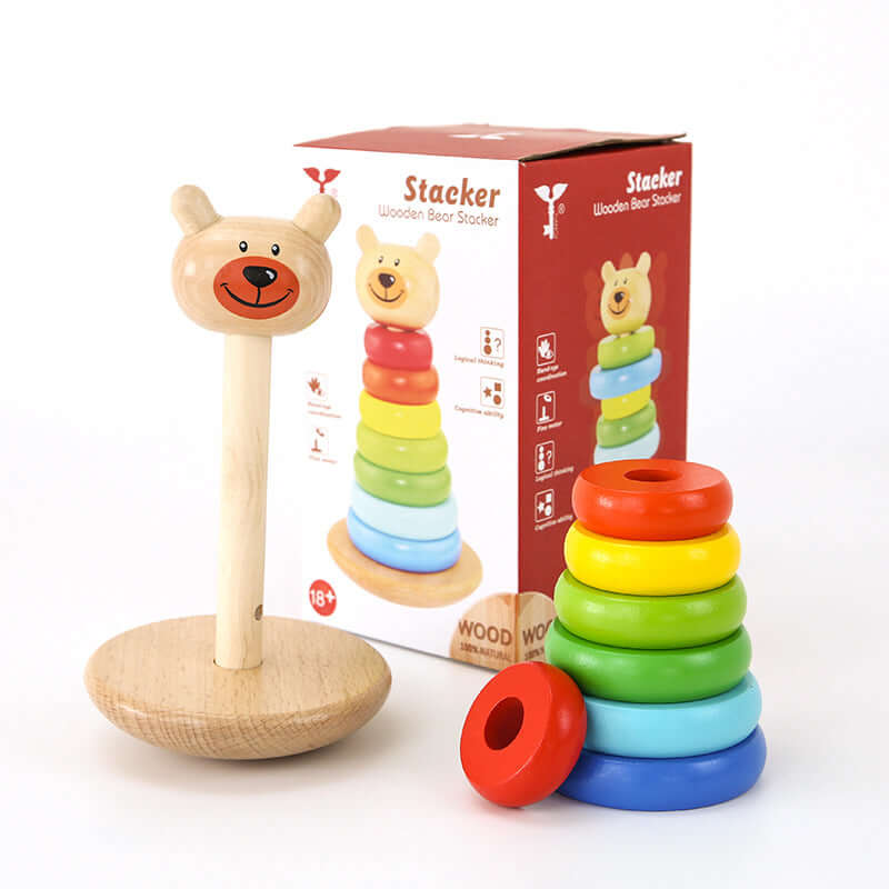 Wooden Bear Rocking Stacking Toy - Premium  from Hey! Little One - Just £13.50! Shop now at Hey! Little One