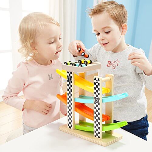 Toddler Toys for 1 2 Year Old Boy and Girl Gifts Wooden Race Track - Premium  from eprolo - Just £22.95! Shop now at Hey! Little One